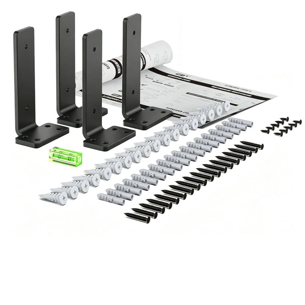 4-Pack 6 in. L Black Floating Shelf Brackets, Wall Shelf Support Brackets with 1/5 in. Thick and 160 lb. Load Capacity price history on PriceWatchPro