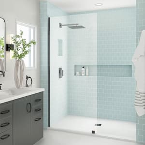 Elyse XL 30 in. W x 80 in. H Fixed Frameless Shower Door in Oil Rubbed Bronze with Clear StarCast Glass