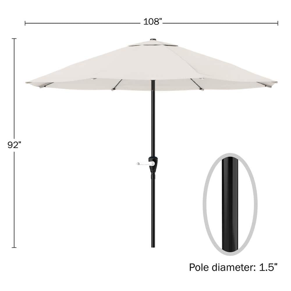9-Foot Tan Aluminum Patio Umbrella with Auto Crank