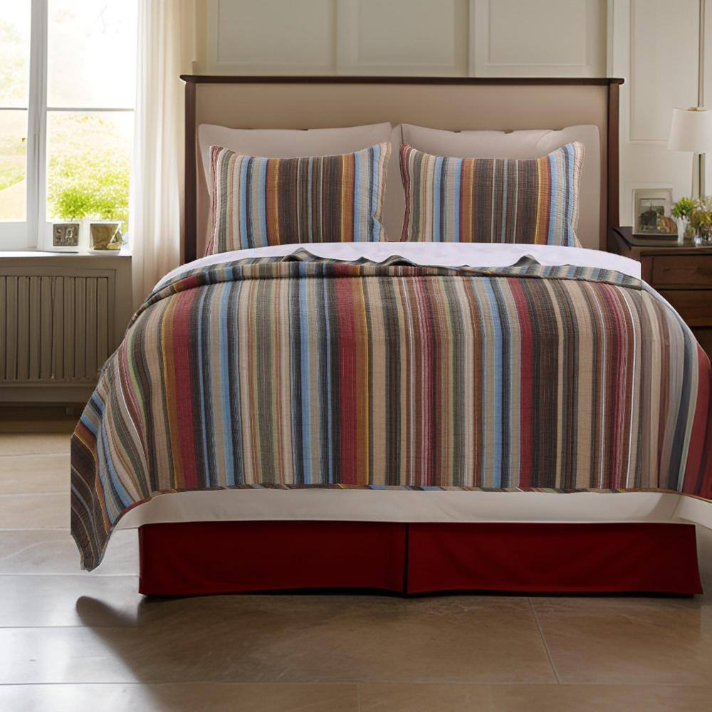 Rustic Retreat Earth Tone Reversible Cotton King Quilt Set
