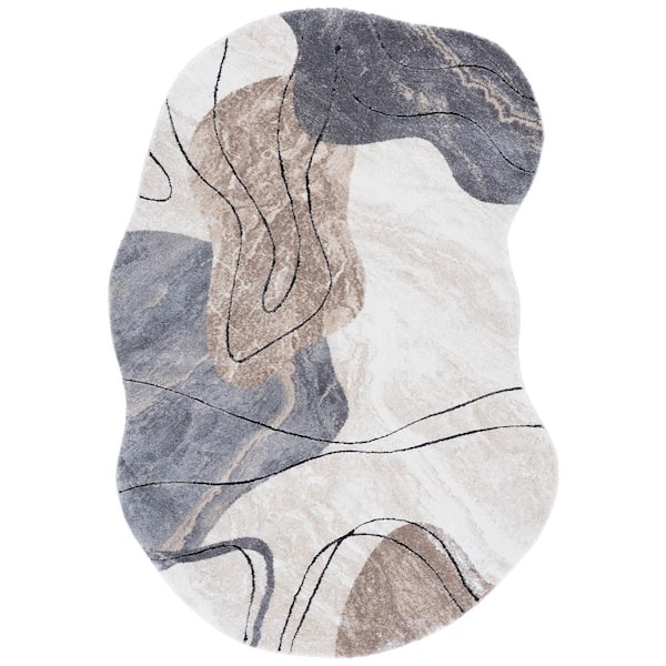 Contour 8 ft. x 10 ft. Gray/Ivory Abstract Area Rug