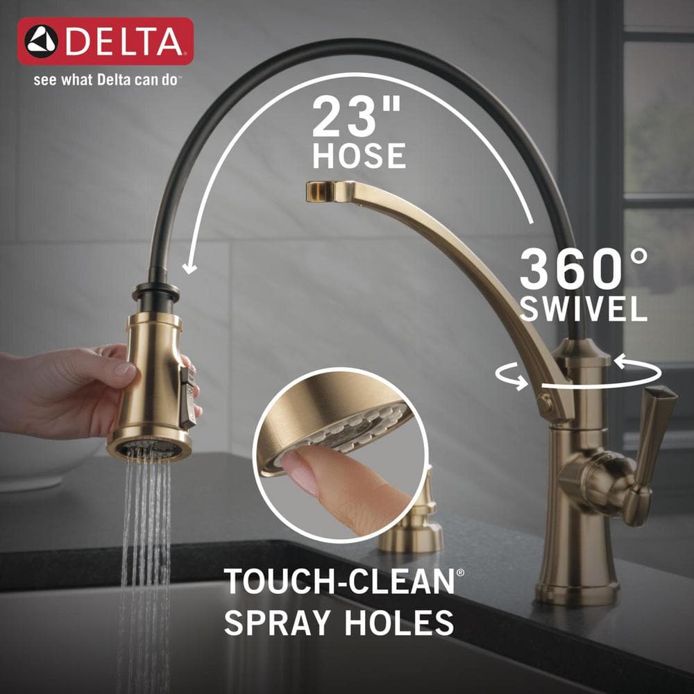 Foundry Champagne Bronze Pull-Down Kitchen Faucet with Soap Dispenser