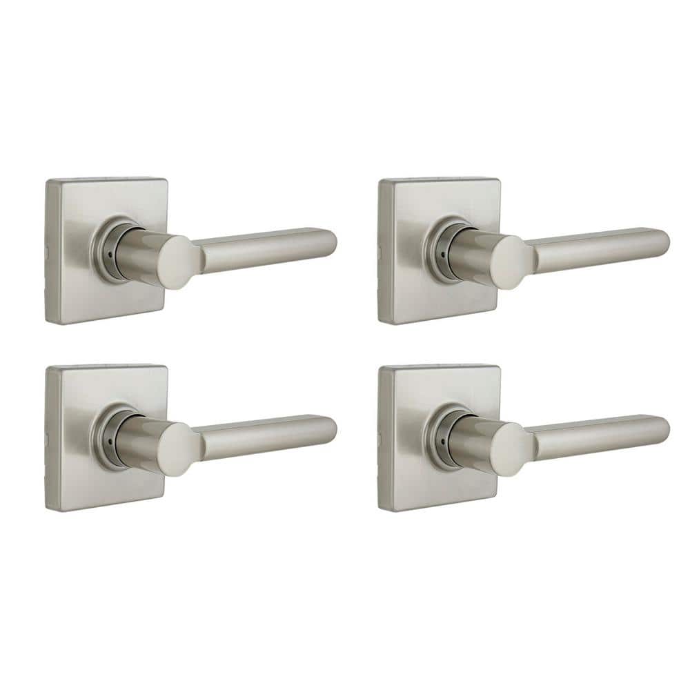Tonebridge Satin Nickel Hall/Closet Door Lever with Square Rose (4-Pack)