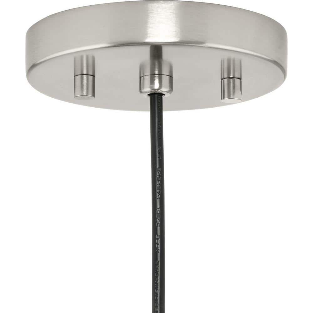 Brushed Nickel Dome Pendant Light with White Interior
