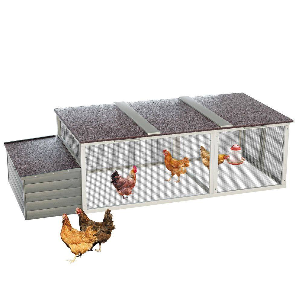 Avex Gray 23.2 in. H x 85.3 in. W x 35.4 in. D Wood Chicken Coops Outdoor Hen House with Nesting Box price history on PriceWatchPro