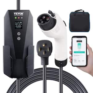 EV Charger Level 2 16/20/24/32Amp Electric Vehicle Charger with 28 ft. Charging Cable NEMA 10-30P Plug for SAE J1772 EVs