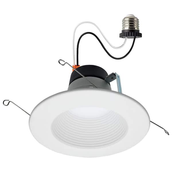 SATCO 6 in. Adjustable CCT Canless Remodel IC Rated Dimmable Indoor Integrated LED Recessed Light Trim