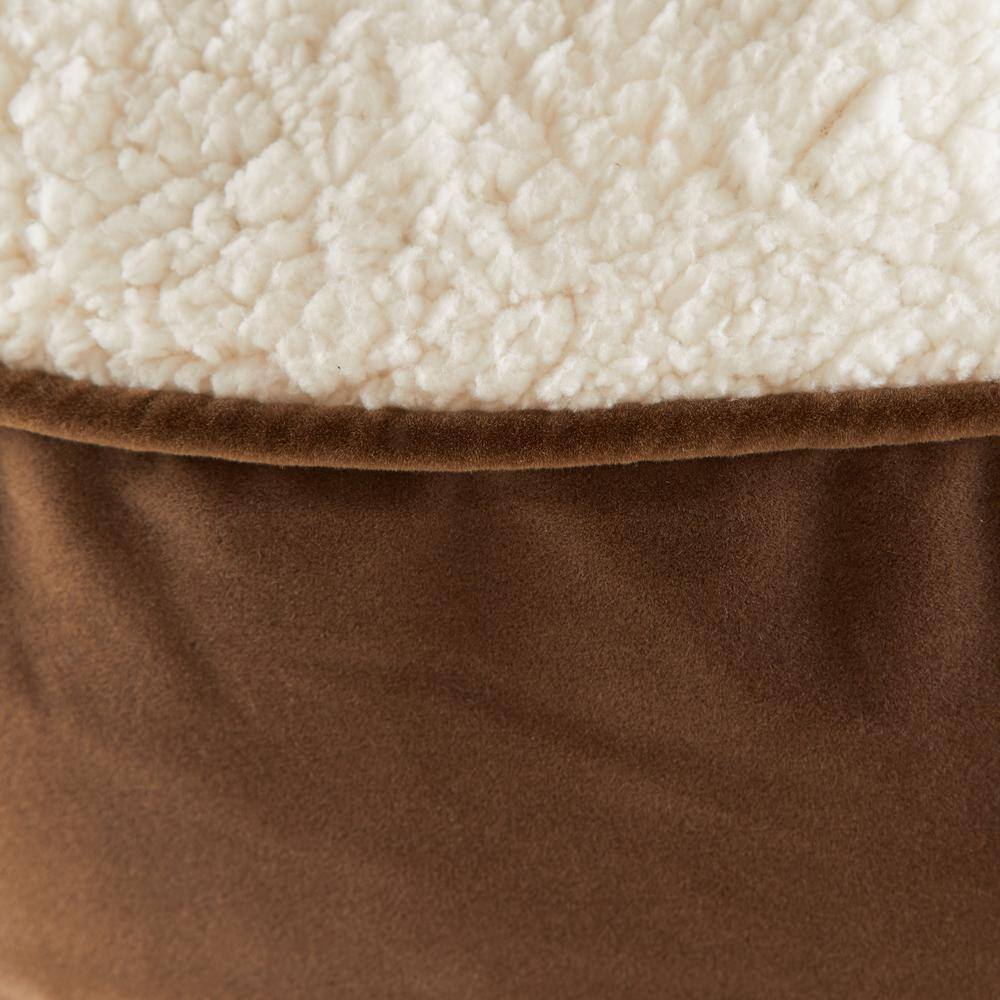Small Latte Sherpa Round Pillow Dog Bed