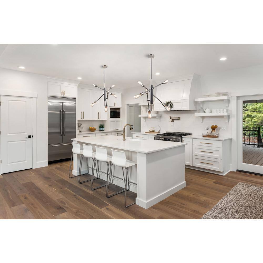 Truro 6-Light Black and Brushed Nickel Linear Pendant