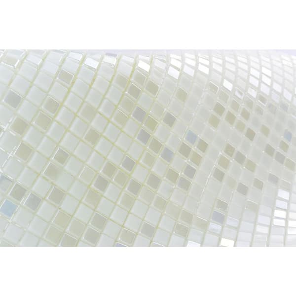 Iridescent White Square 12 in. x 12 in. Full Body Glass Wall Pool Floor Mosaic Tile (18 sq.ft./Case)
