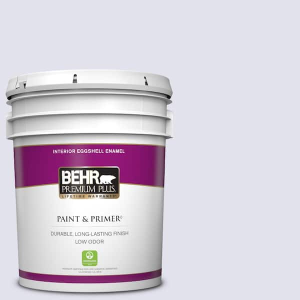 BEHR PREMIUM PLUS 5 gal. #M550-1 White Lavender Eggshell Enamel Low Odor Interior Paint & Primer