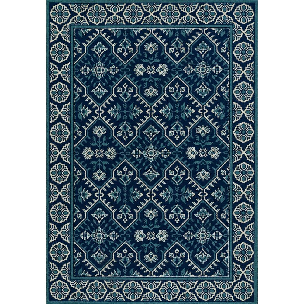 Momeni 4 x 5 Navy Indoor/Outdoor Stripe Area Rug in the Rugs