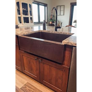 Undermount Hammered Copper 30 in. 0-Hole Single Bowl Kitchen Apron Sink in Oil Rubbed Bronze