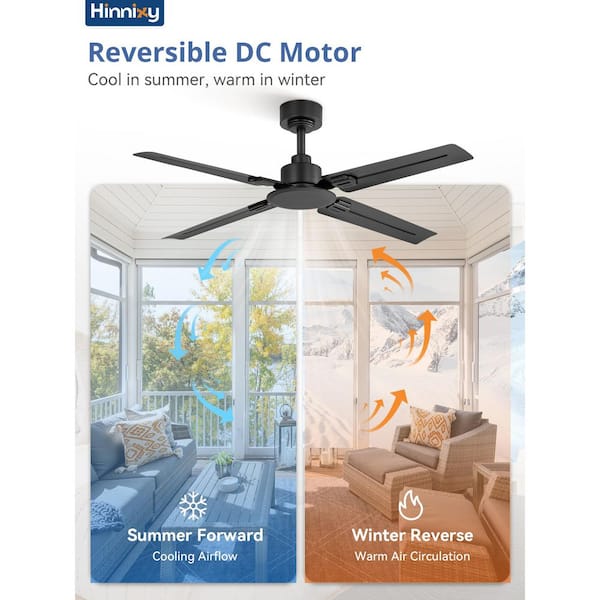 48 in. Black Standard Ceiling Fan No Light, with 6-Speed Reversible Quiet DC Motor and Remote (Downrod/ Angled Mount)