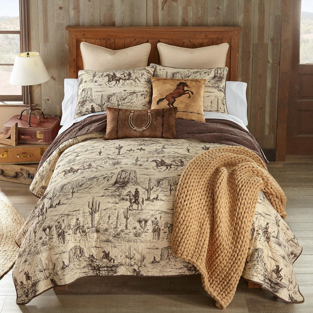 Cowboy Brown and Taupe 2-Piece Cotton Twin Quilt Set price history on PriceWatchPro
