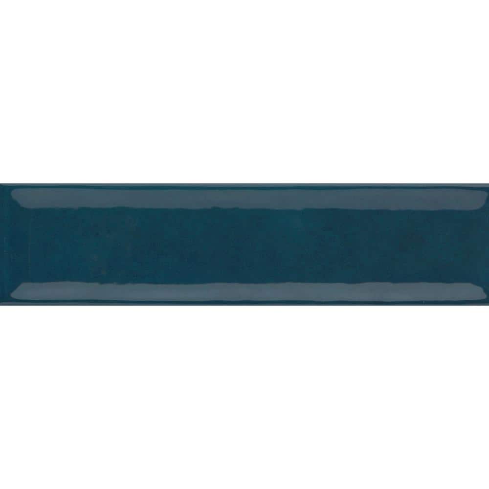 Raku Blue Glossy Ceramic Rectangular Wall Tile