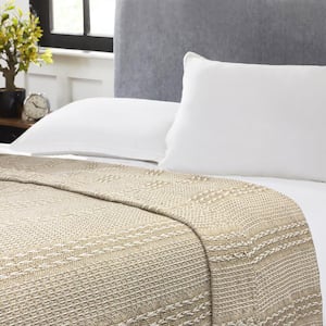 Desert Sand Tan/White Twin Cotton Blanket
