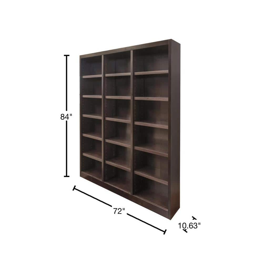 Espresso 84" Tall Adjustable Wood Triple Wide Bookcase