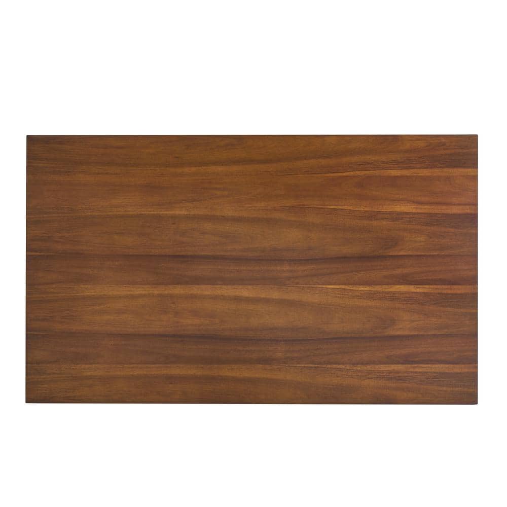 Walnut and Black Industrial Rectangular Dining Table with Metal Base