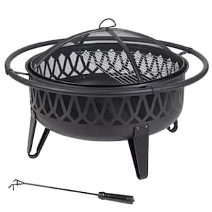 Harmony 36 in. W x 22.8 in. H Round Steel Wood Burning Black Fire Pit