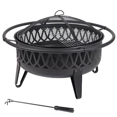 Pleasant Hearth Fire Pits Outdoor, Big Horn 47 24 In W Black Steel Wood Burning Fire Pit Review