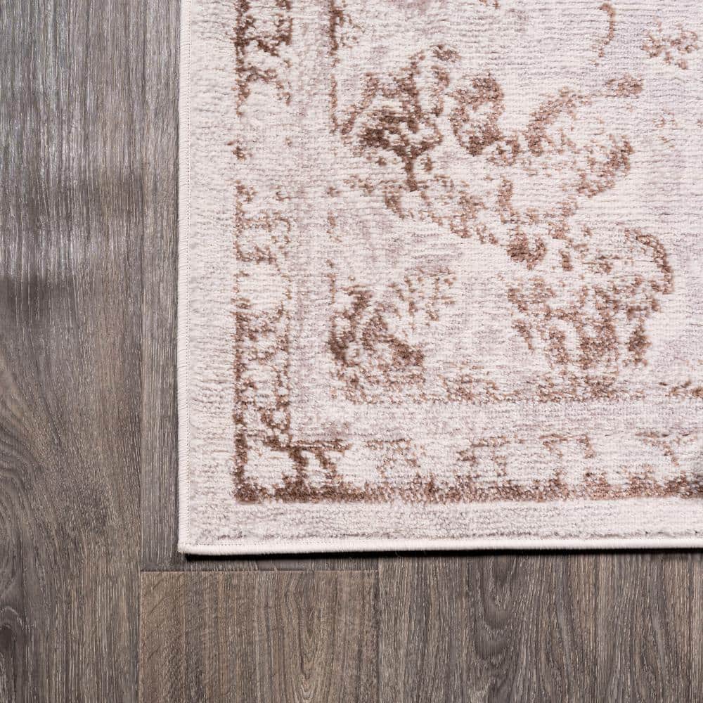Cream and Red Synthetic Reversible 4' x 6' Area Rug