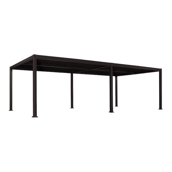 PURPLE LEAF 13.1 ft. x 24.9 ft. Bronze Aluminum Outdoor Louvered Pergola with 4-Individual Adjustable Roofs and In-Built Gutter