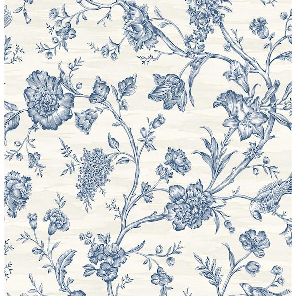 Seabrook Designs 60.75 sq. ft. Yale Blue Stoney Brook Floral Paper Unpasted  Wallpaper Roll AF41502 - The Home Depot