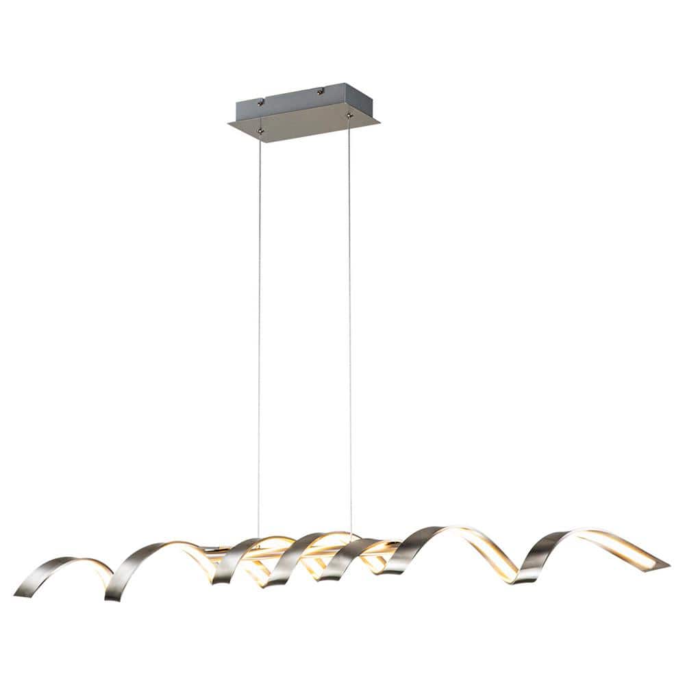 EDISLIVE Miron 48.2 in. 1-Light Pendant Nickel Depot Island Home Linear for 81010000039708 35W Chandelier LED Kitchen The Room - 3000K Integrated Dining Modern