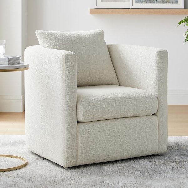 Unbranded Sheldon Ivory Performance Fabric Barrel Chair with Swivel