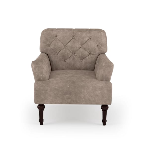 Furniture of America Danelle Brown Faux Leather Upholstery Button Tufted Accent Chair
