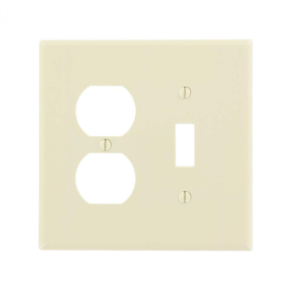 Light Almond 2-Gang Midway Wall Plate with Toggle and Duplex