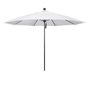 11 ft. Bronze Aluminum Commercial Market Patio Umbrella with Fiberglass Ribs and Pulley Lift in Natural Pacifica