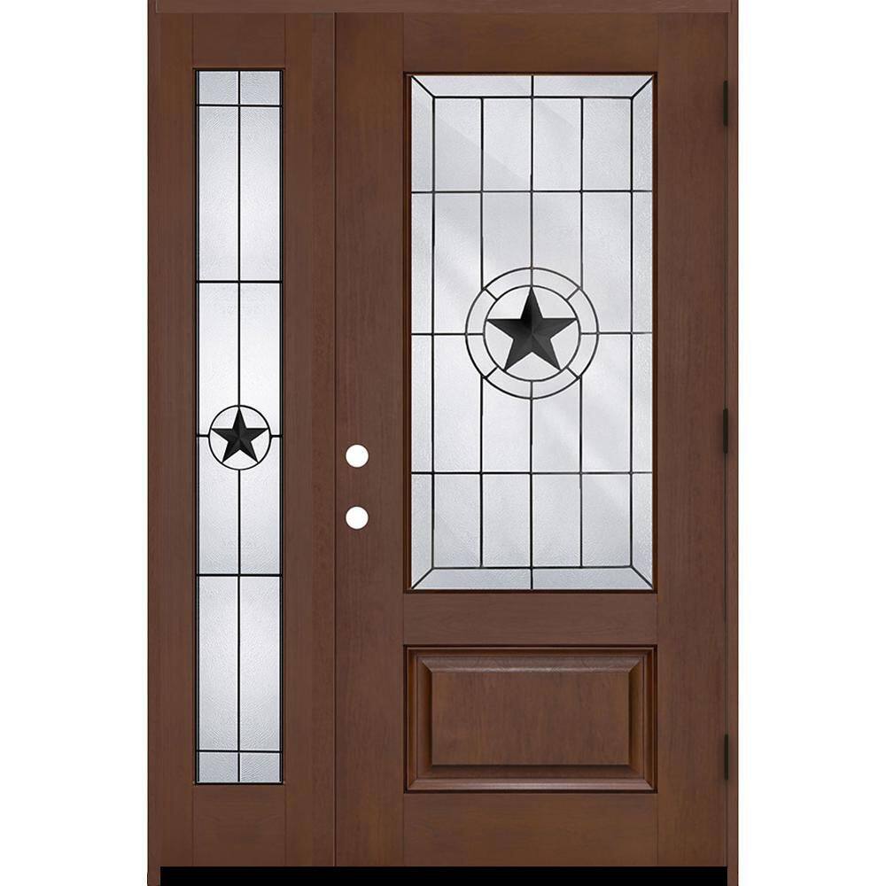 Regency 53 in. x 80 in. 3/4L Alamo Glass LHOS Chestnut Mahogany Fiberglass Prehung Front Door w/14in-Full SL 6-9/16 price history on PriceWatchPro