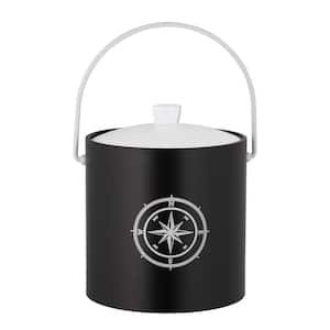 PASTIMES Compass Point 3 qt. Black Ice Bucket with Acrylic Cover