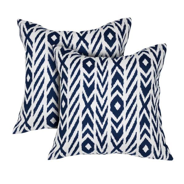 Astella Fire Island Midnight Square Outdoor Accent Lounge Throw Pillow (Set of 2)