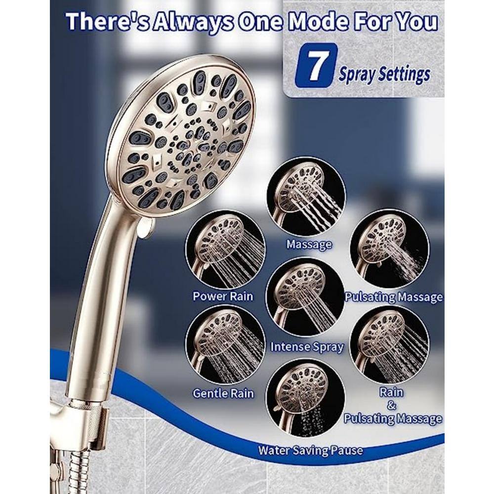 Brushed Nickel 7-Spray Handheld Shower Head with 59" Hose