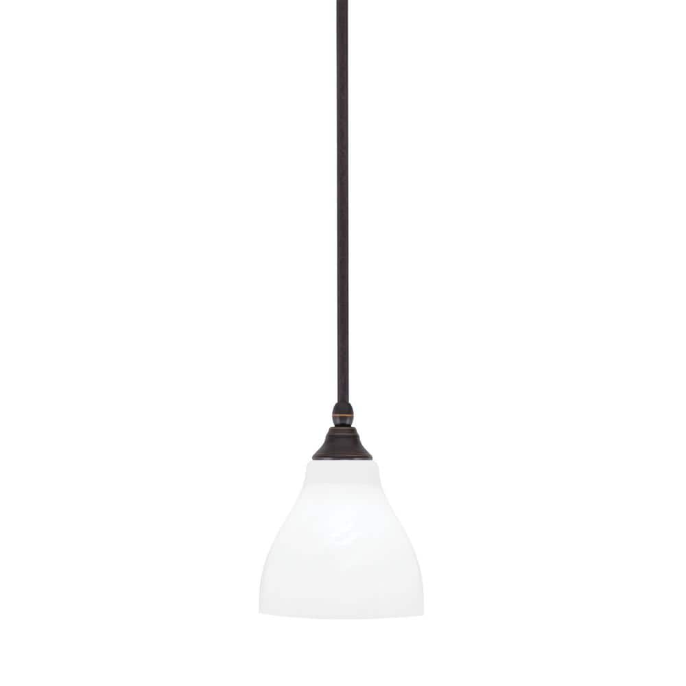 Sparta 100-Watt 1-Light Dark Granite Shaded Pendant Light with White Marble