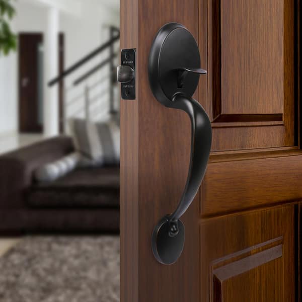 Defiant - Wilmington Aged Bronze Door Handleset with Hartford Knob