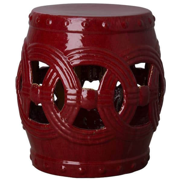 Emissary Eternity 21 in. H Red Round Ceramic Garden Stool