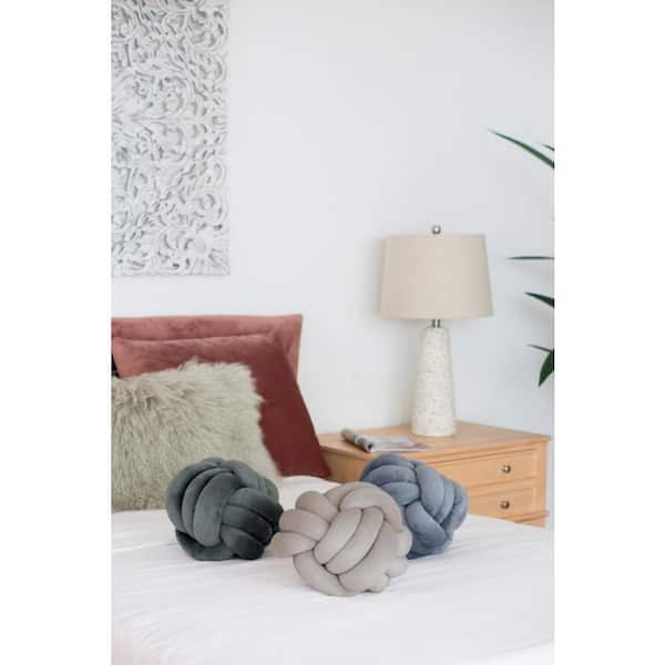 A & B Home Gray Channing Large Velvet Knots 10 in. Dia (Set of 3)