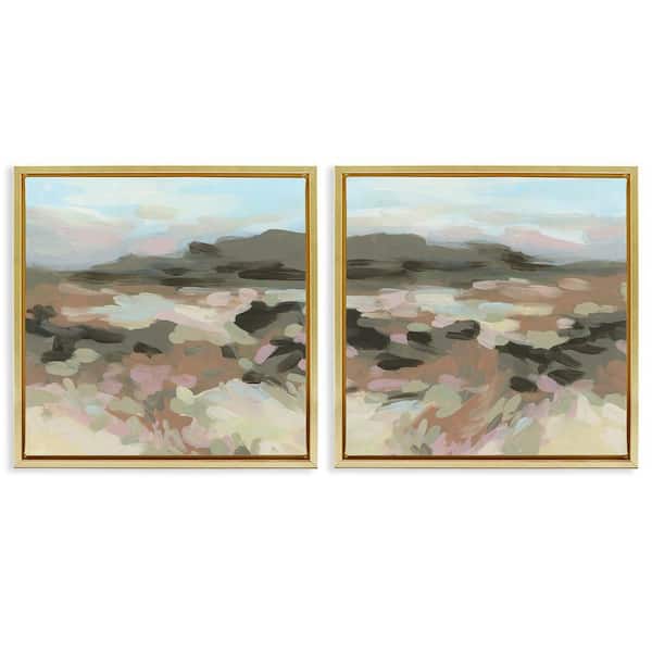 Stupell Industries Desert Impression Abstraction by June Erica Vess 2 Pieces Gold Floater Frame Nature Graphic Art Print 18 in. x 18 in.