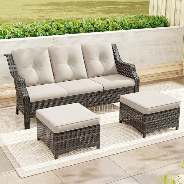 Patio sofa with ottoman sale