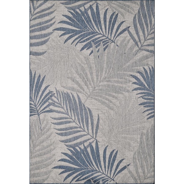 MILLERTON HOME Isla Blue 5 ft. x 8 ft. Tropical Floral Indoor/Outdoor Area Rug
