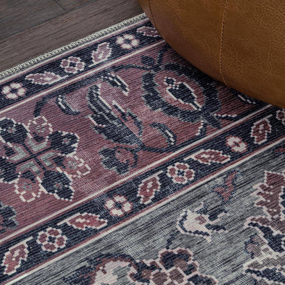Victoria Ornate Persian Washable Gray and Purple 8x10 Area Rug