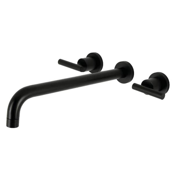 Kingston Brass Manhattan 2-Handle Wall Mount Roman Tub Faucet in. Matte Black
