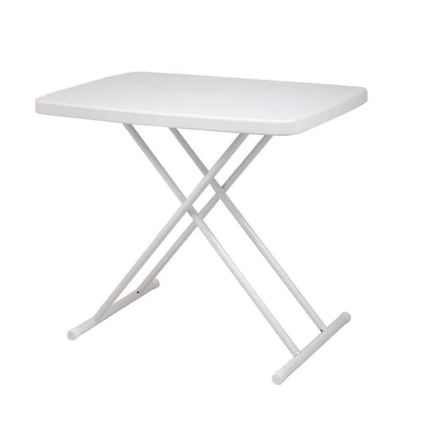 Angel Sar White Plastic and Steel Folding Outdoor Side Table Writing Desk with Adjustable Height