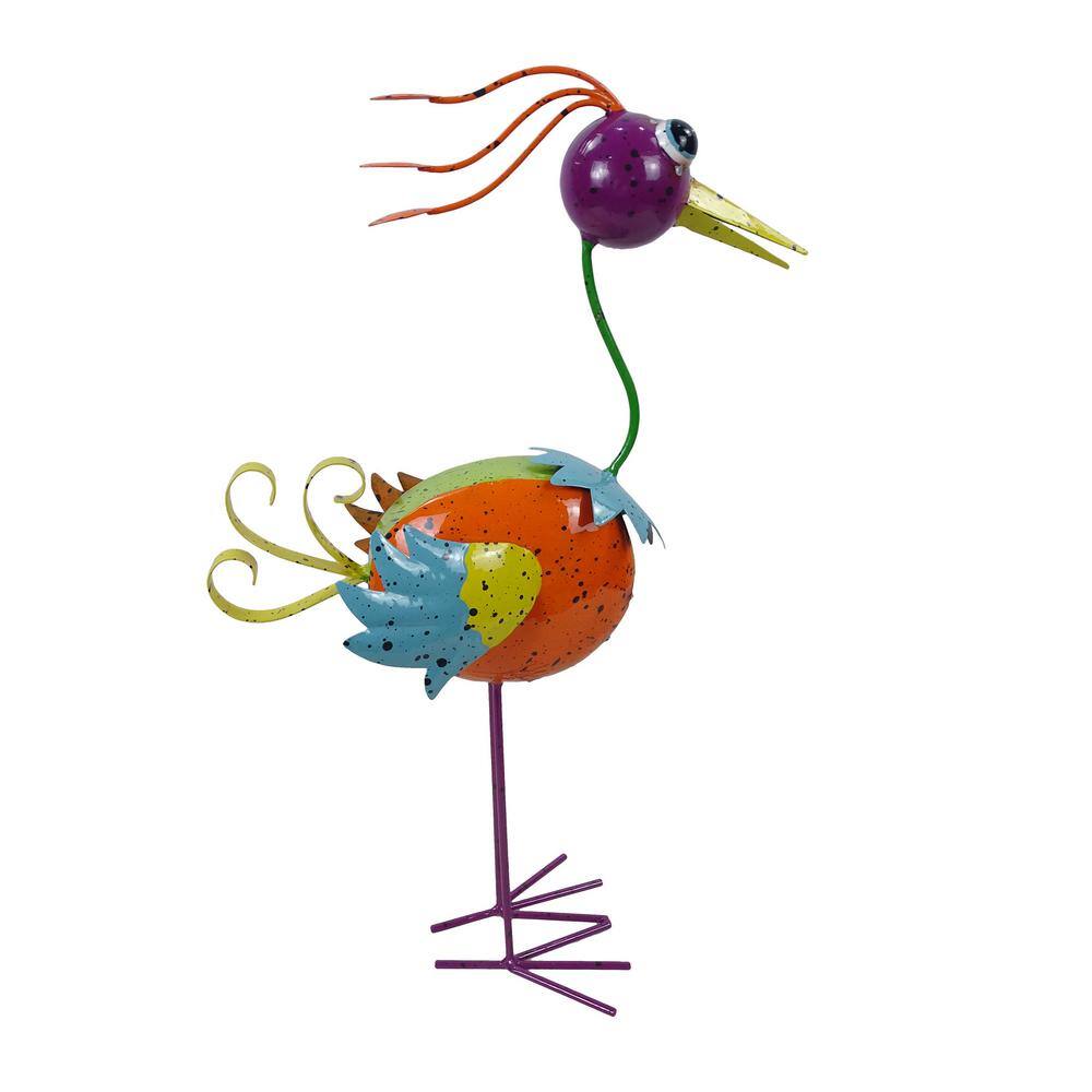 Alpine Corporation Quirky Metal Rainbow Bird Decor