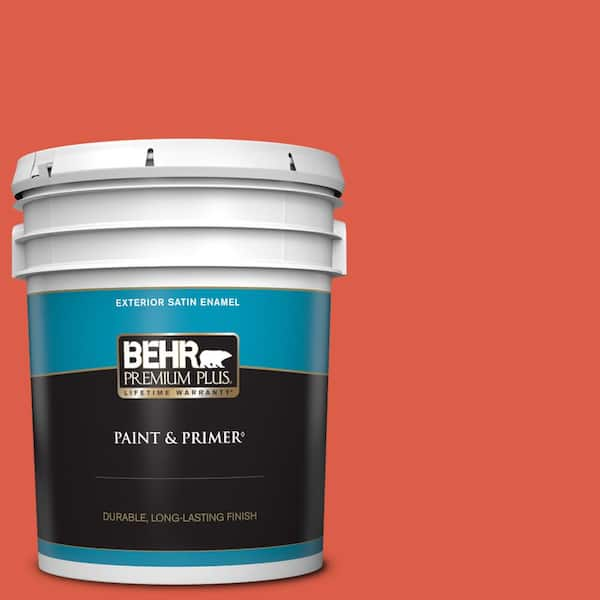 BEHR PREMIUM PLUS 5 gal. #P180-6 Pimento Satin Enamel Exterior Paint & Primer