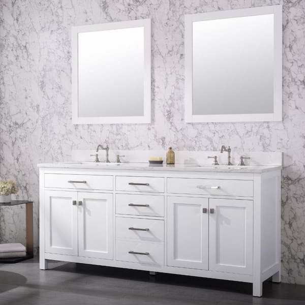 Queen 72 Sonoma White Wall Mount Double Sink Modern Bathroom Vanity